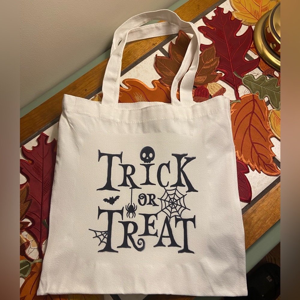White Trick or Treat Tote Bag